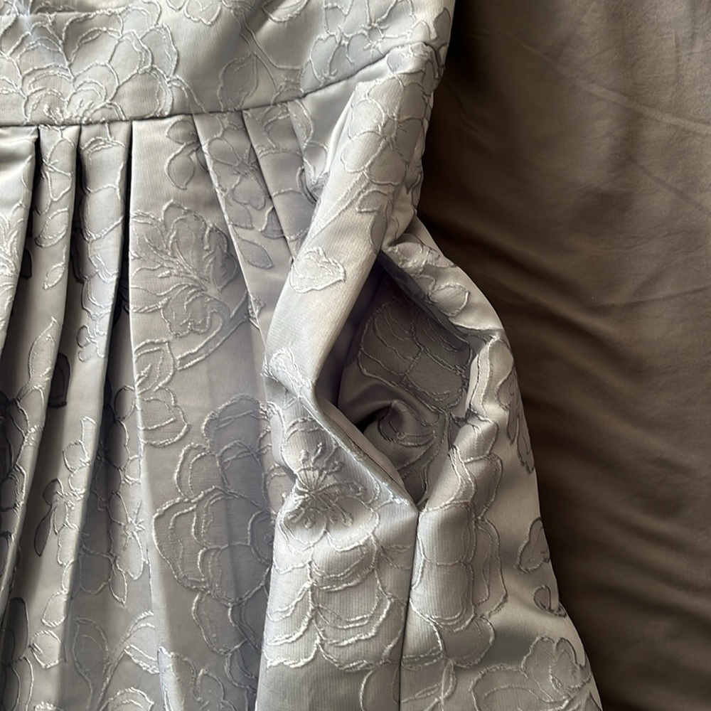 David's Bridal Light Gray Floral Prom Dress - Picture 8 of 8